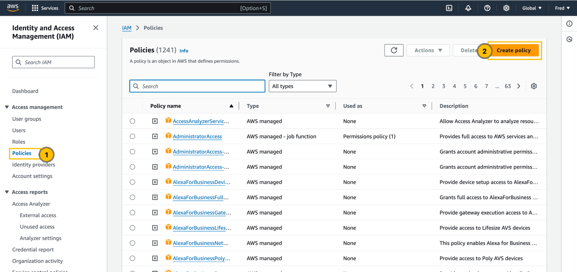 Create Identity Access Management Policies