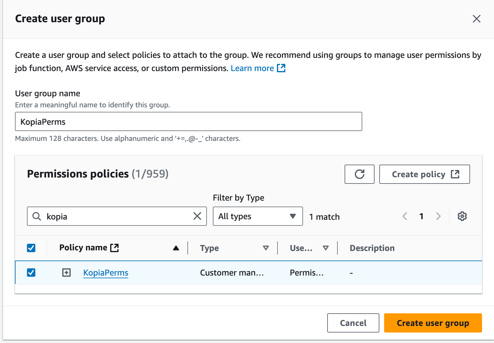 Use a new group to use the new policy