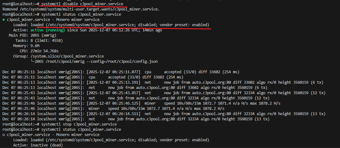 Disable Cryptominer