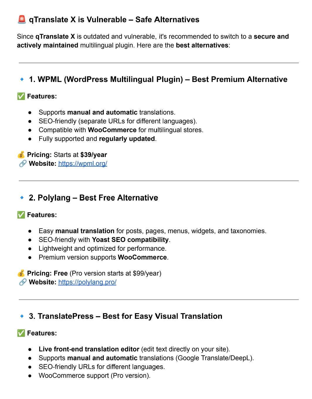 qTranslate Alternatives