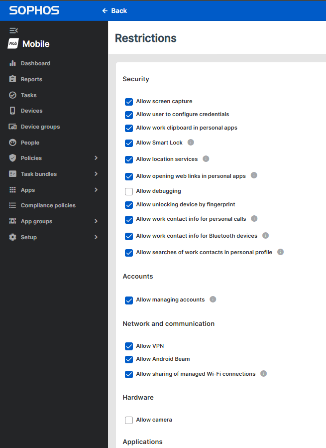 Android Restrictions