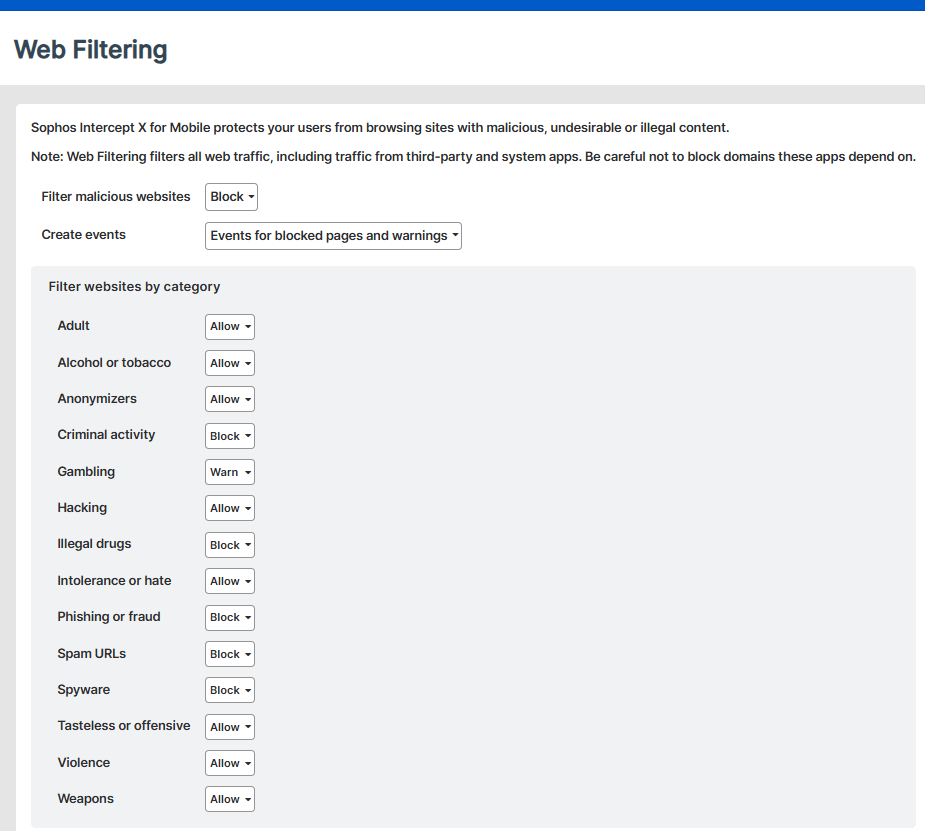 Web Filtering Policy