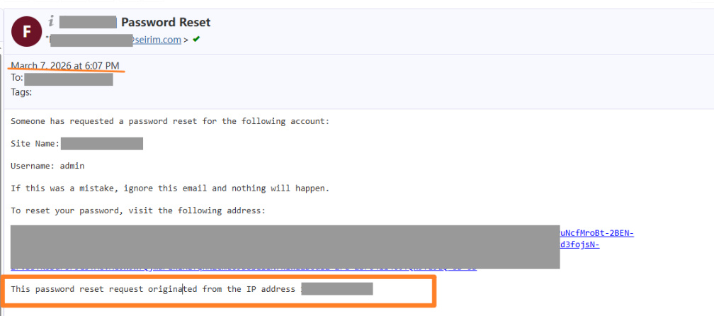 Password Reset Alert