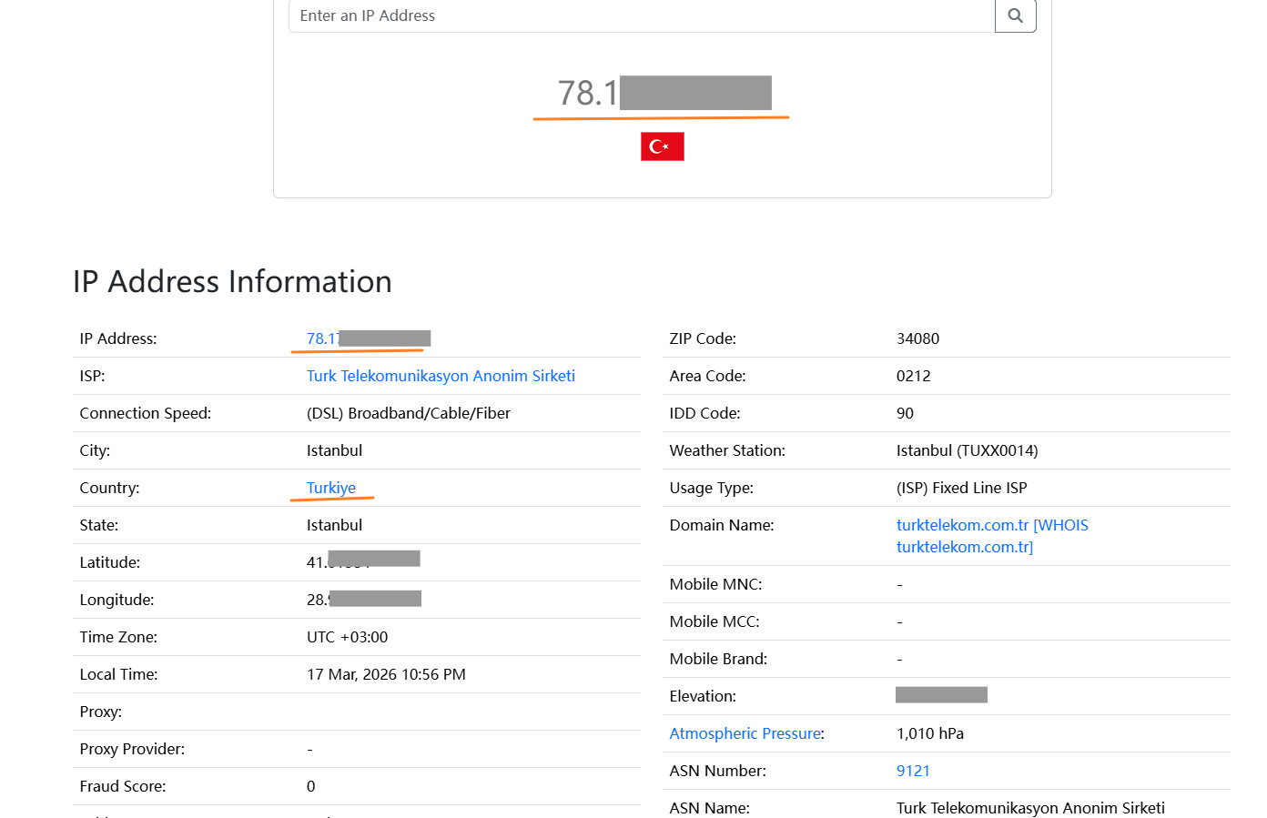 Incongruent IP address of malicious account