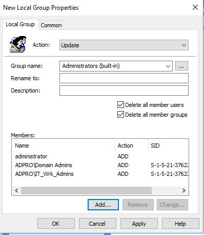 Admin rights customization