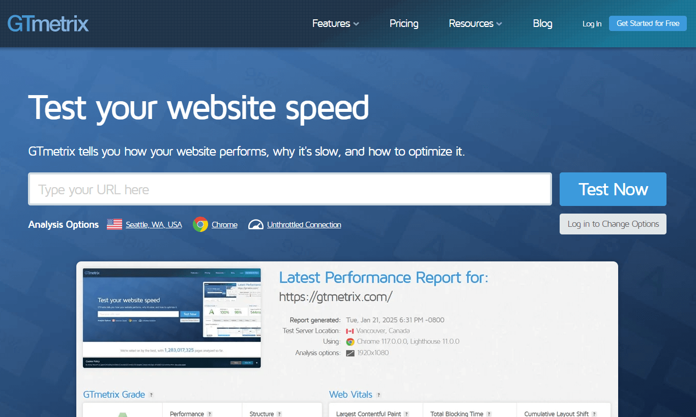 GTMetrix homepage.png